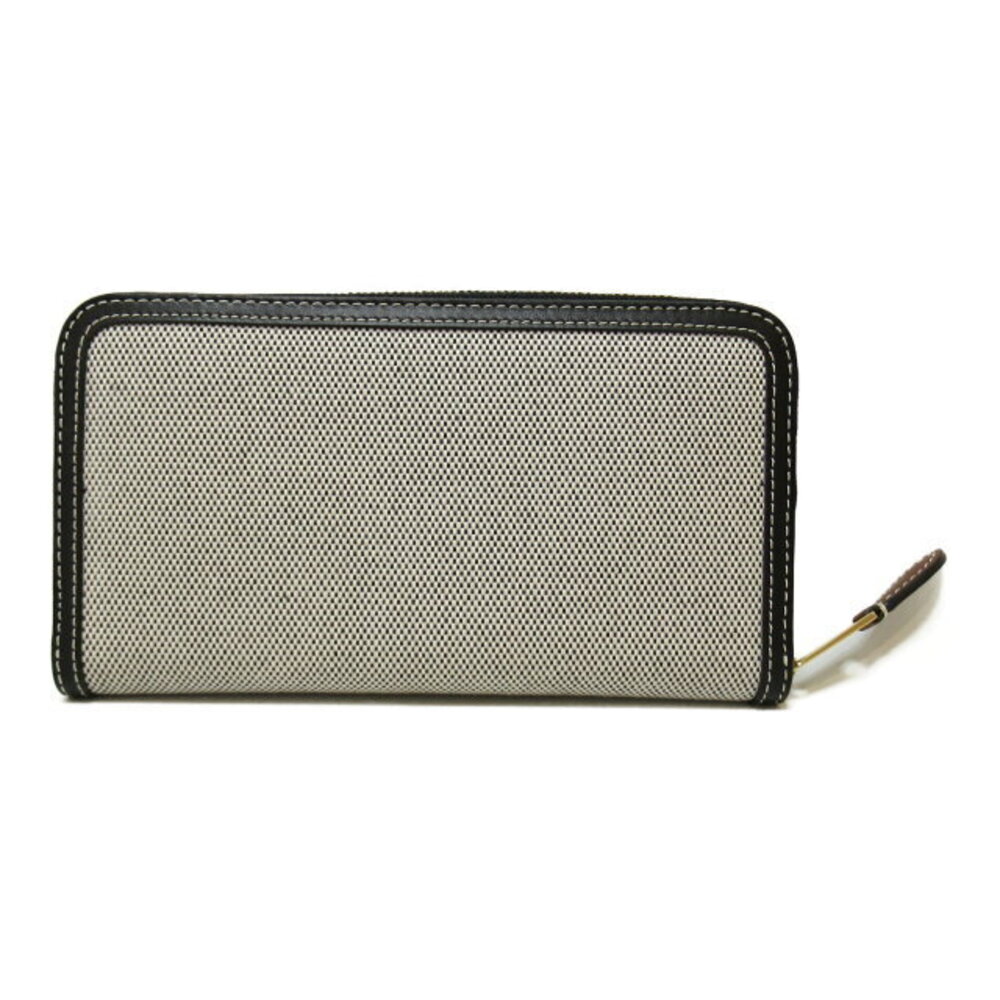 Burberry Round Zip Wallet Long Leather Canvas Gray Black - Picture 2 of 10